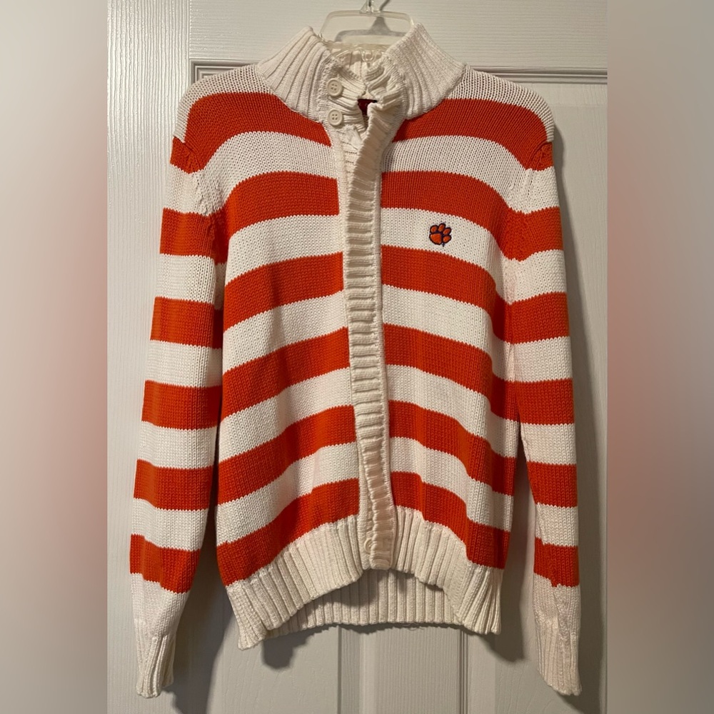 Clemson Tigers Women’s Varsity Knit Sweater Football Crable LRG 12-14 PRE OWNED